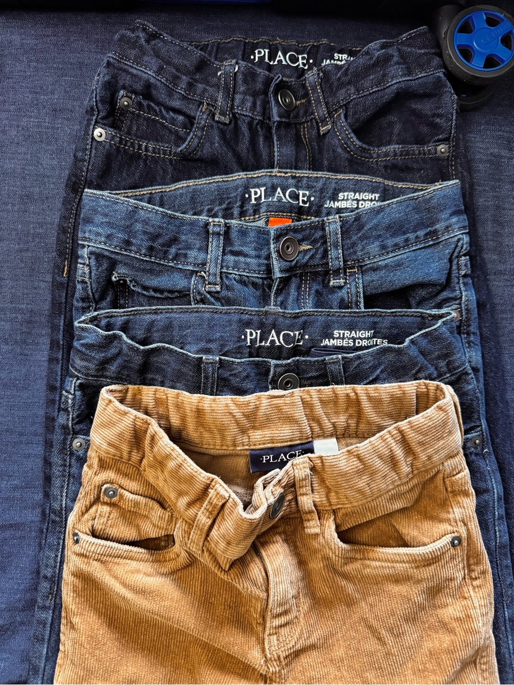 The Children's Place Boys' Straight Jeans - 3 Blue Jean and 1 Tan corduroy / 6